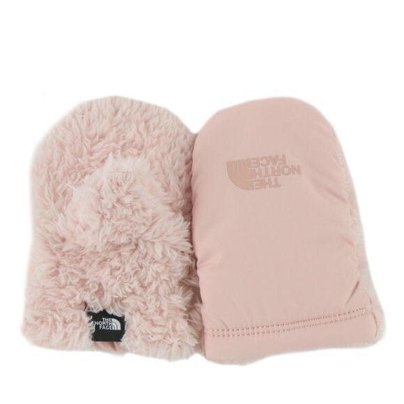The North Face baby Suave Oso Faux Fur Mittens, Size Medium in Peach Pink - Picture 1 of 14